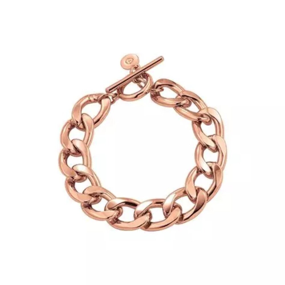 New Chunky Chain Bracelet Rose Goldtone with toggle closure